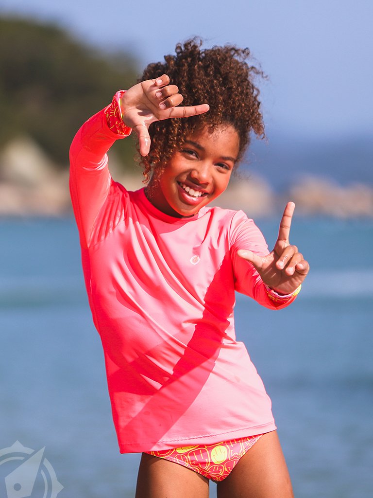 camisa infantil feminina new dry extreme uv coral 2