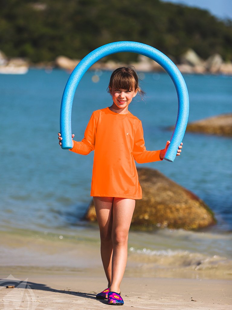 camisa infantil feminina new dry extreme uv laranja neon