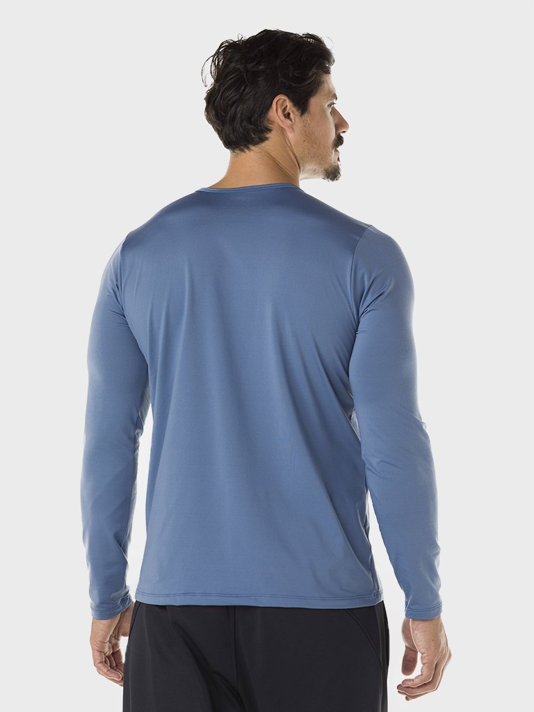 camisa masculina termica leve para frio extreme uv azul acinzentado costas c