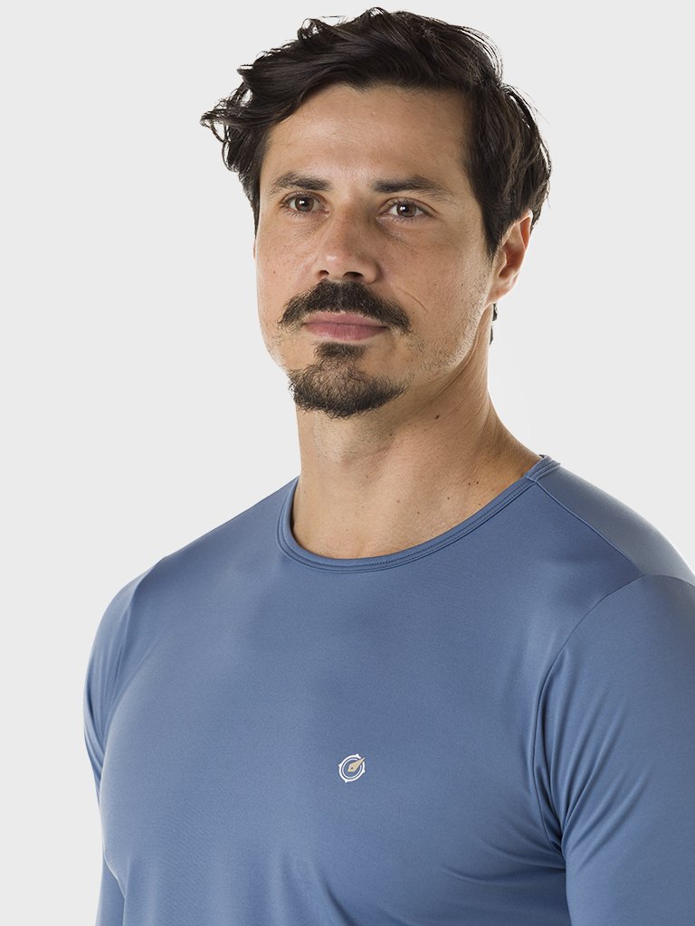camisa masculina termica leve para frio extreme uv azul acinzentado frente 2