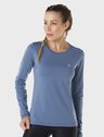 feminina t shirt longa thermo leve azul artico frente c