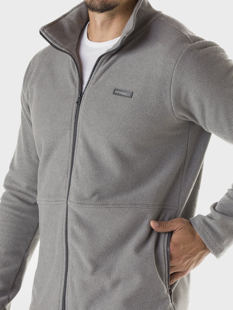 casaco masculino fleece mescla frente detalhe bolso