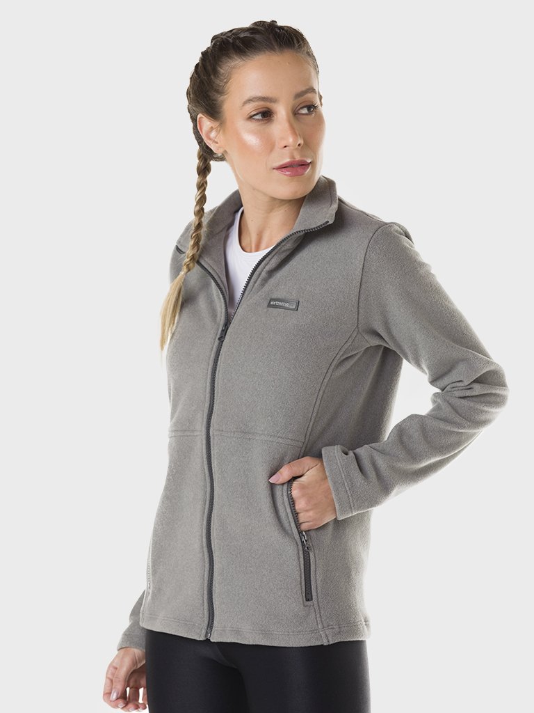 casaco feminino fleece costas mescla frente