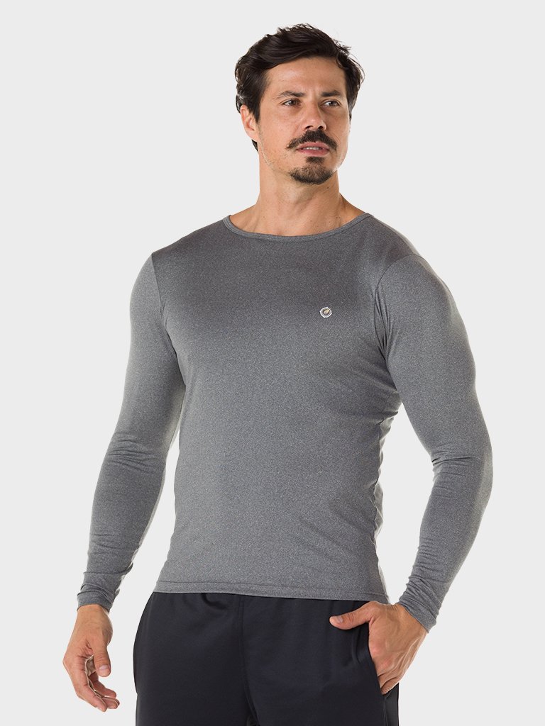 camisa segunda pele termica com protecao solar extreme uv masculina mescla frente c