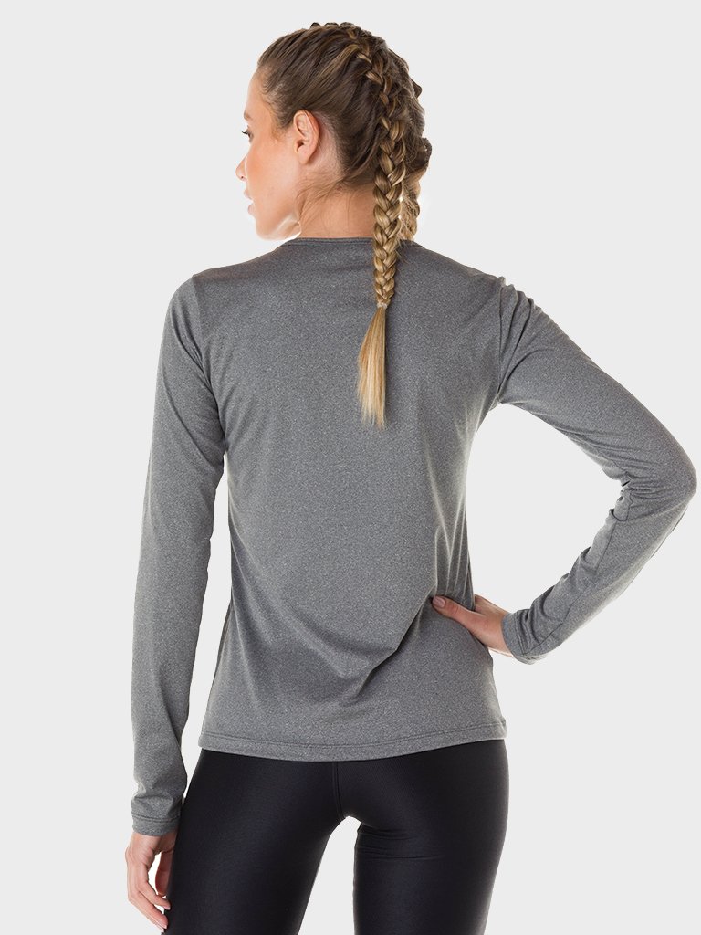 feminina t shirt longa thermo leve extreme uv mescla costas