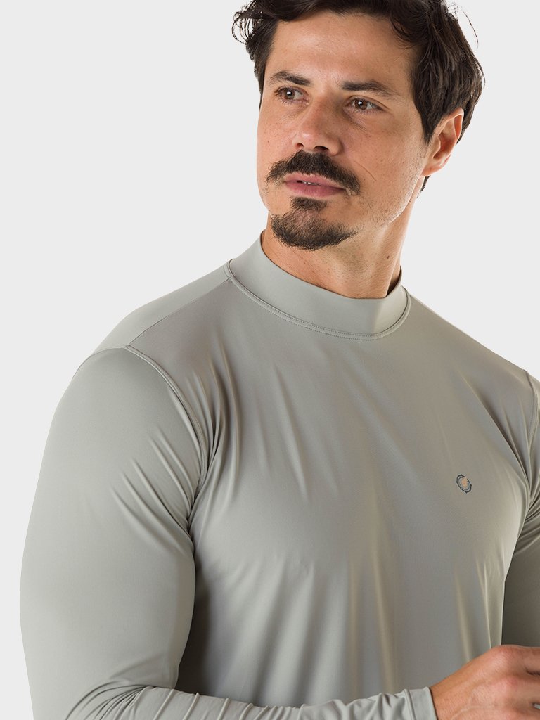 camisa uv gola alta masculina manga longa protecao solar cinza extreme uv frente c 3