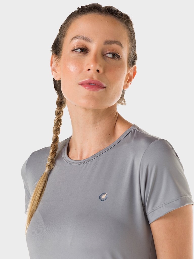 camisa uv feminina new dry com protecao solar manga curta extreme uv cinza 2