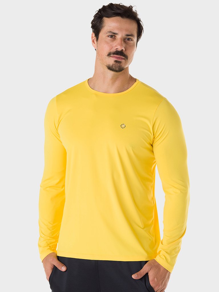 camisa uv masculina ice manga longa com protecao solar extreme uv amarela 1