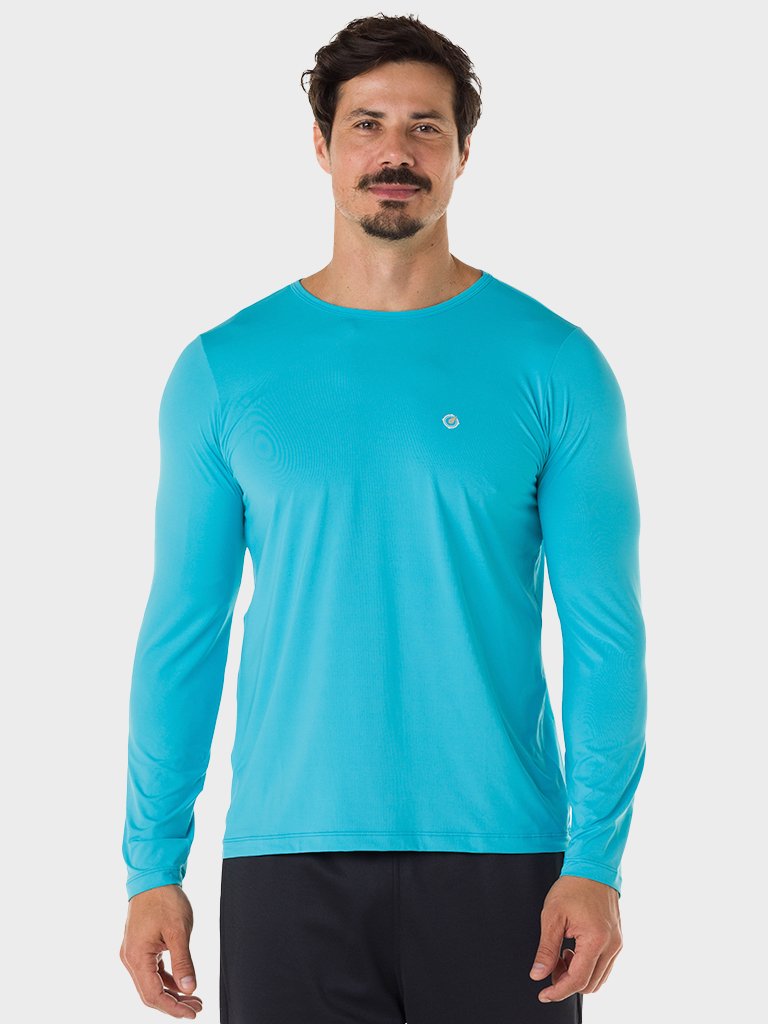 camisa uv masculina ice manga longa com protecao solar extreme uv azul ceu 1
