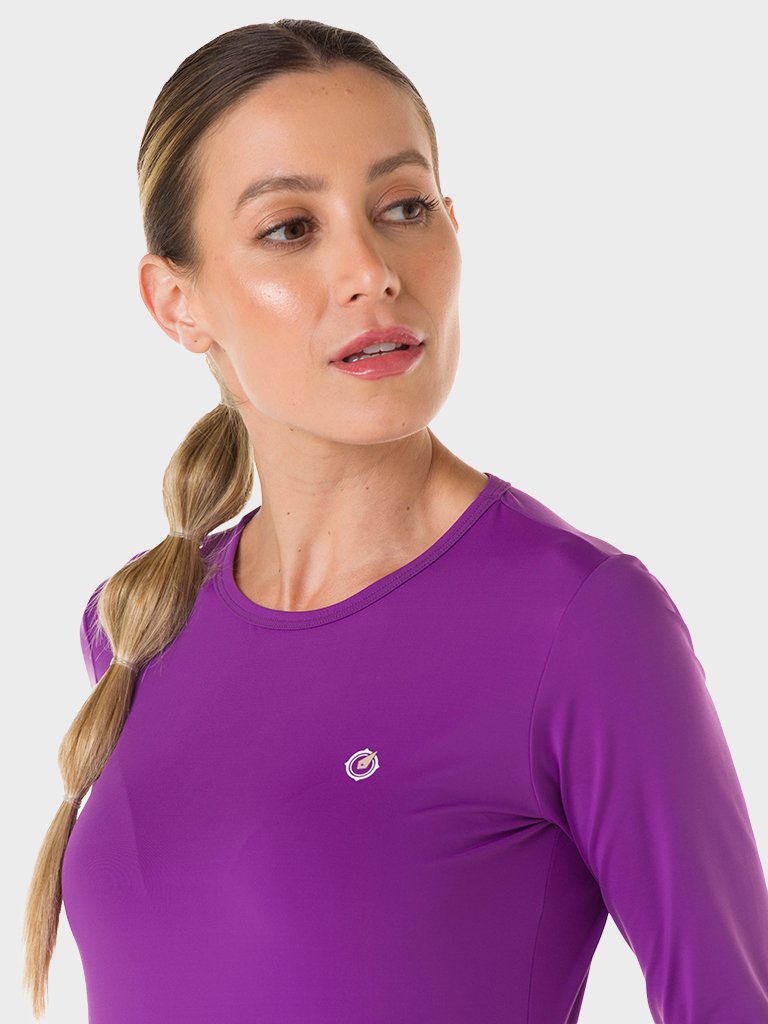 feminina t shirt extreme uv protecao solar longa ice roxa 3