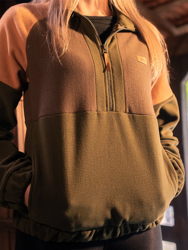 jaqueta fleece montana extremeuv feminina verde marrom bege 1