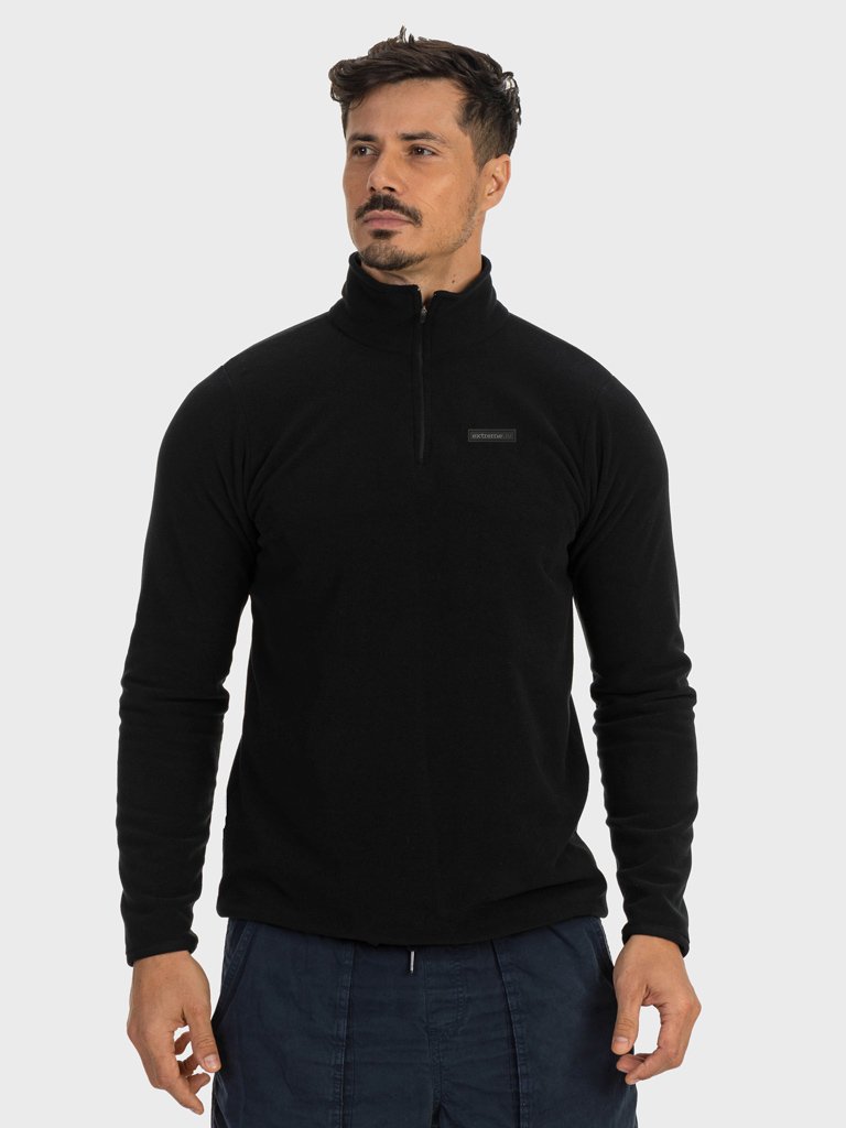casaco fleece masculino gola alta thermo softextreme uv preto 1