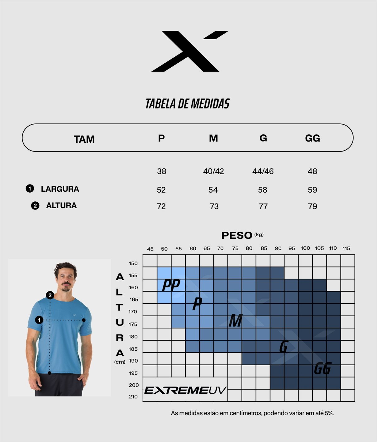 tabela medidas ice curta masculina