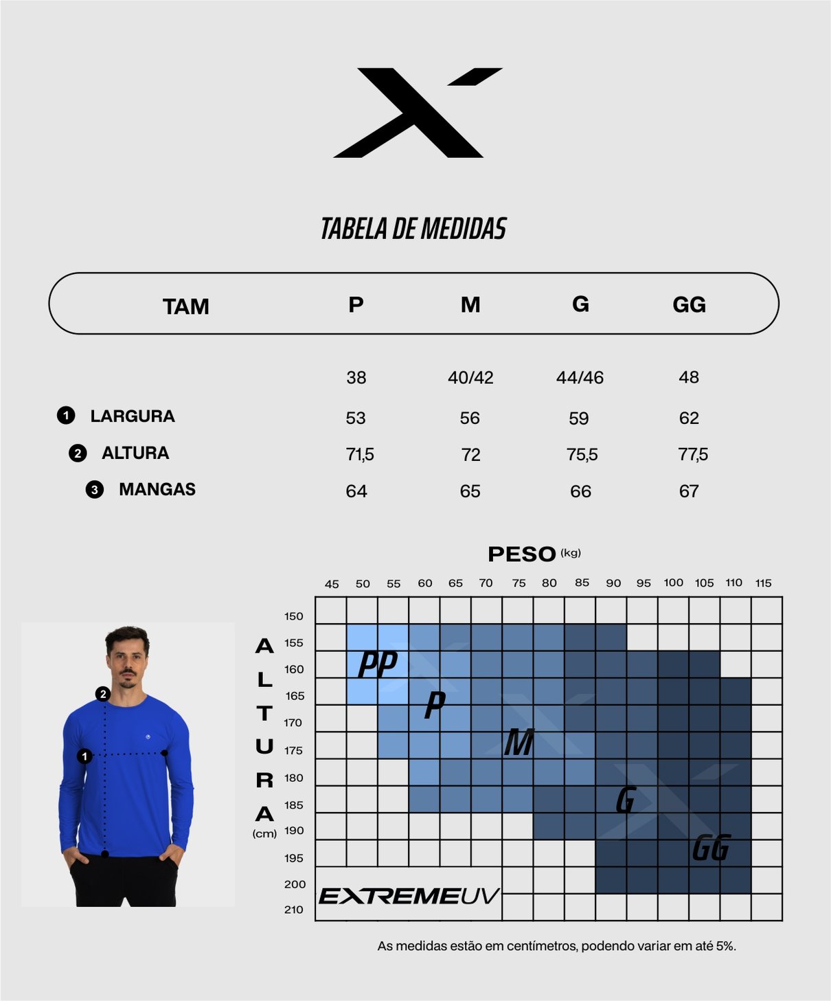 tabela medidas newdry longa masculina