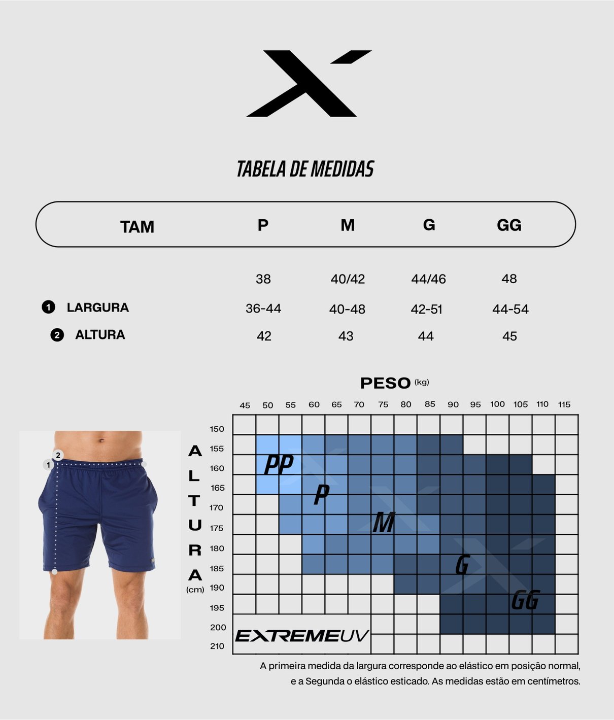 tabela medidas newdry bermuda masculina