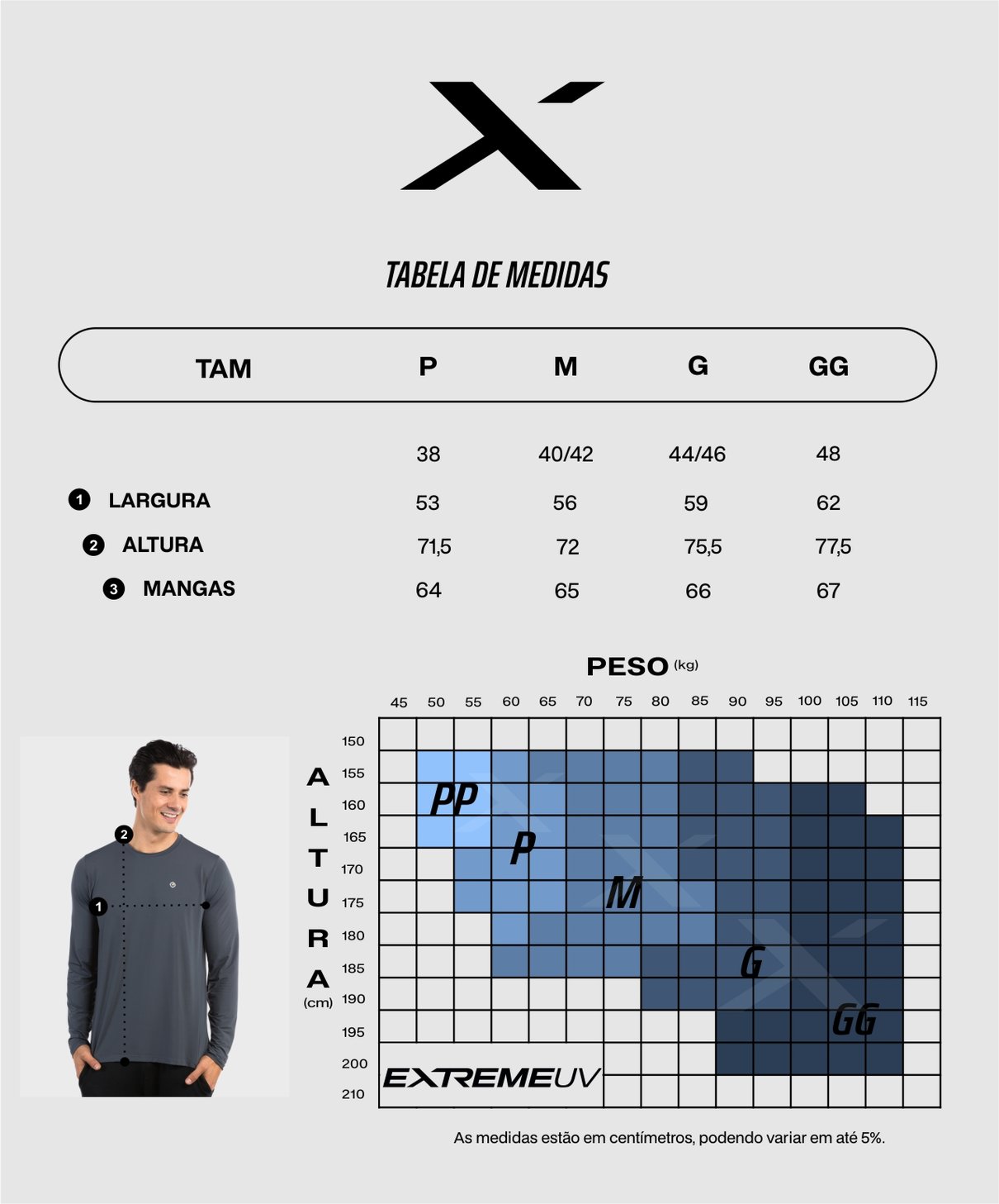 tabela medidas ice 3d masculina