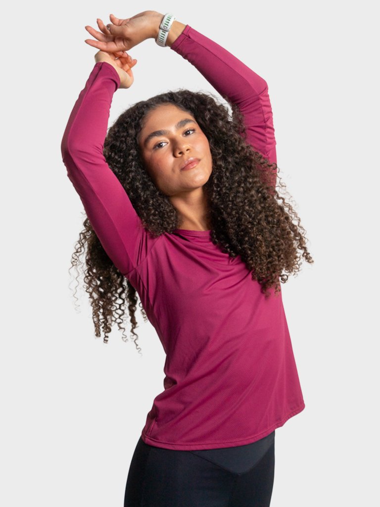 camisa feminina airlite longa extreme uv bordo 1