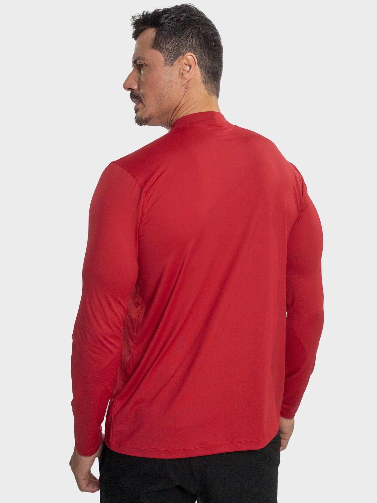 x camisa gola alta ice masculina manga longa protecao solar extreme uv vermelha alta costas