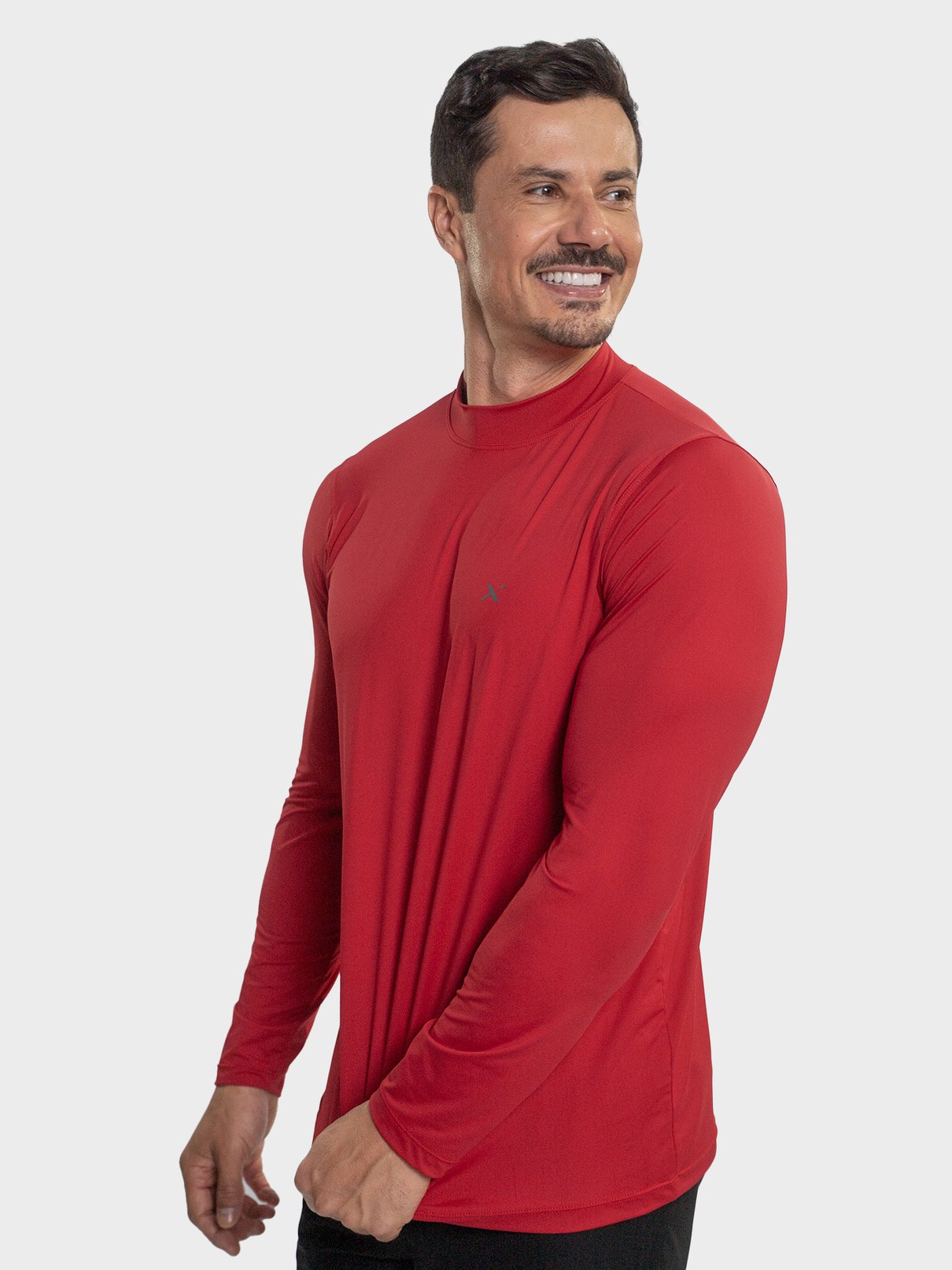 x camisa gola alta ice masculina manga longa protecao solar extreme uv vermelha lateral 2