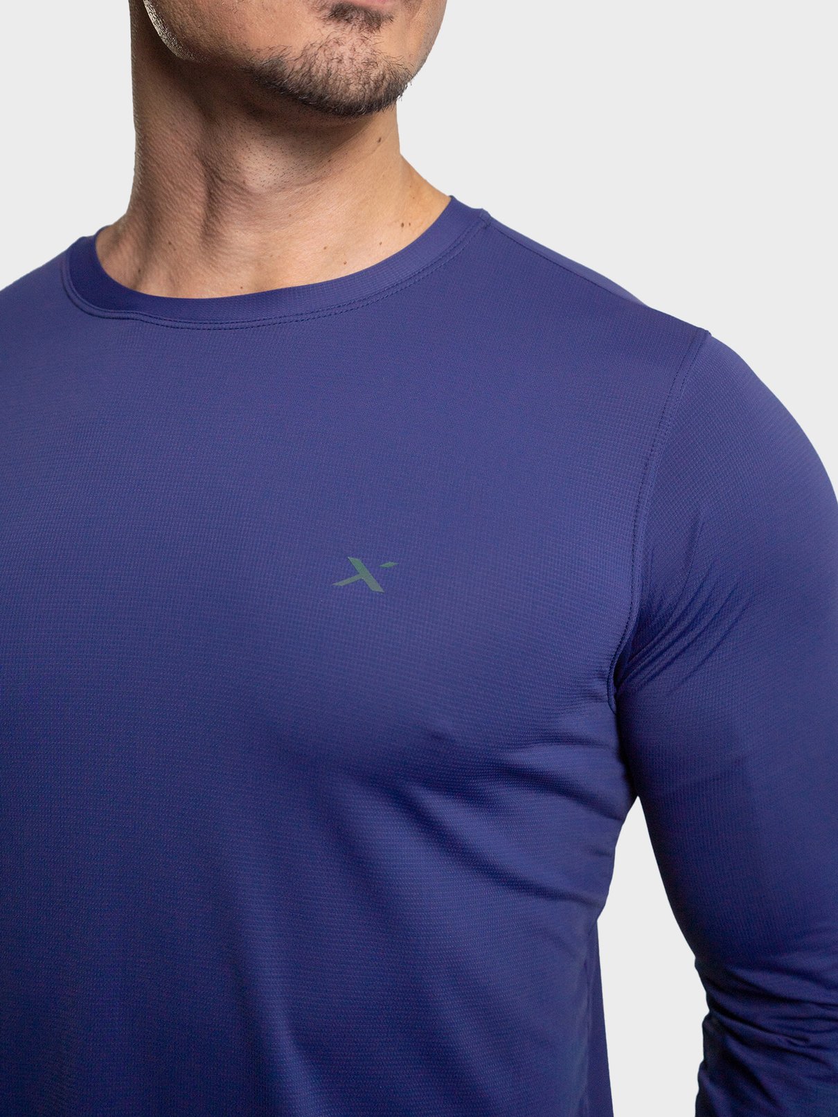 camisa uv ice 3d masculina manga longa protecao solar azul detalhe