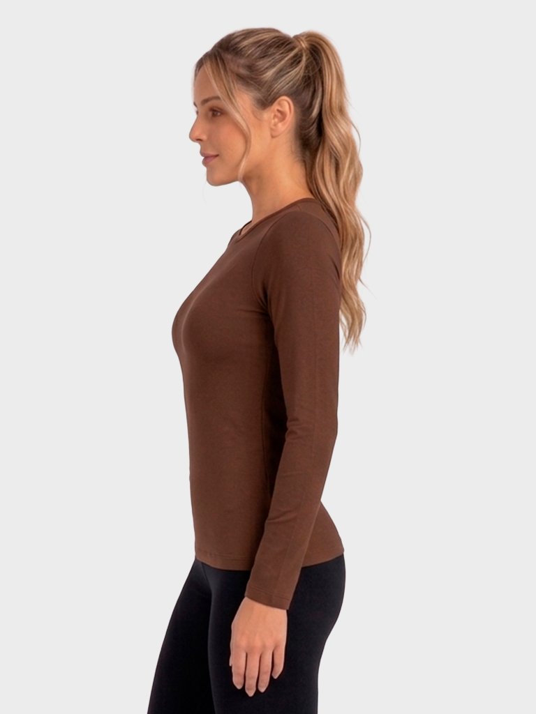 segunda pele termica leve feminina marrom lateral