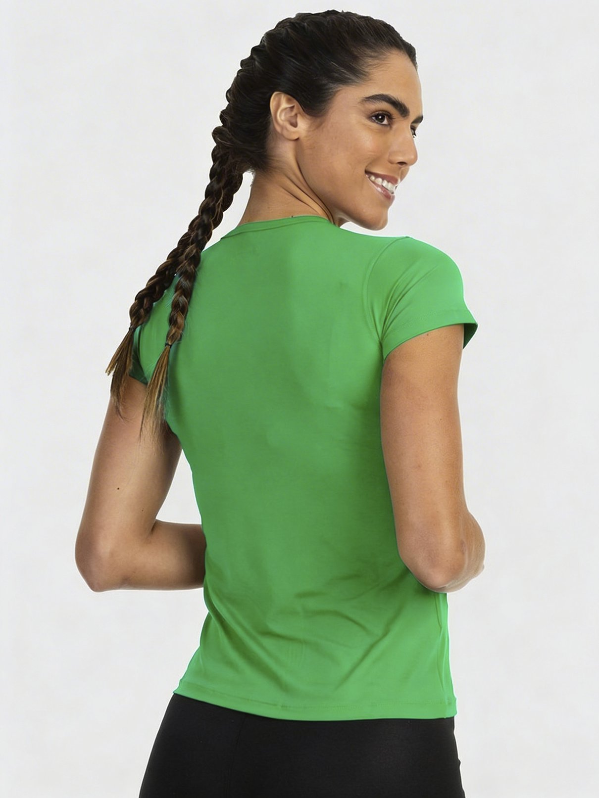 x camisa uv new dry colors feminina manga curta protecao solar extreme uv verde costas