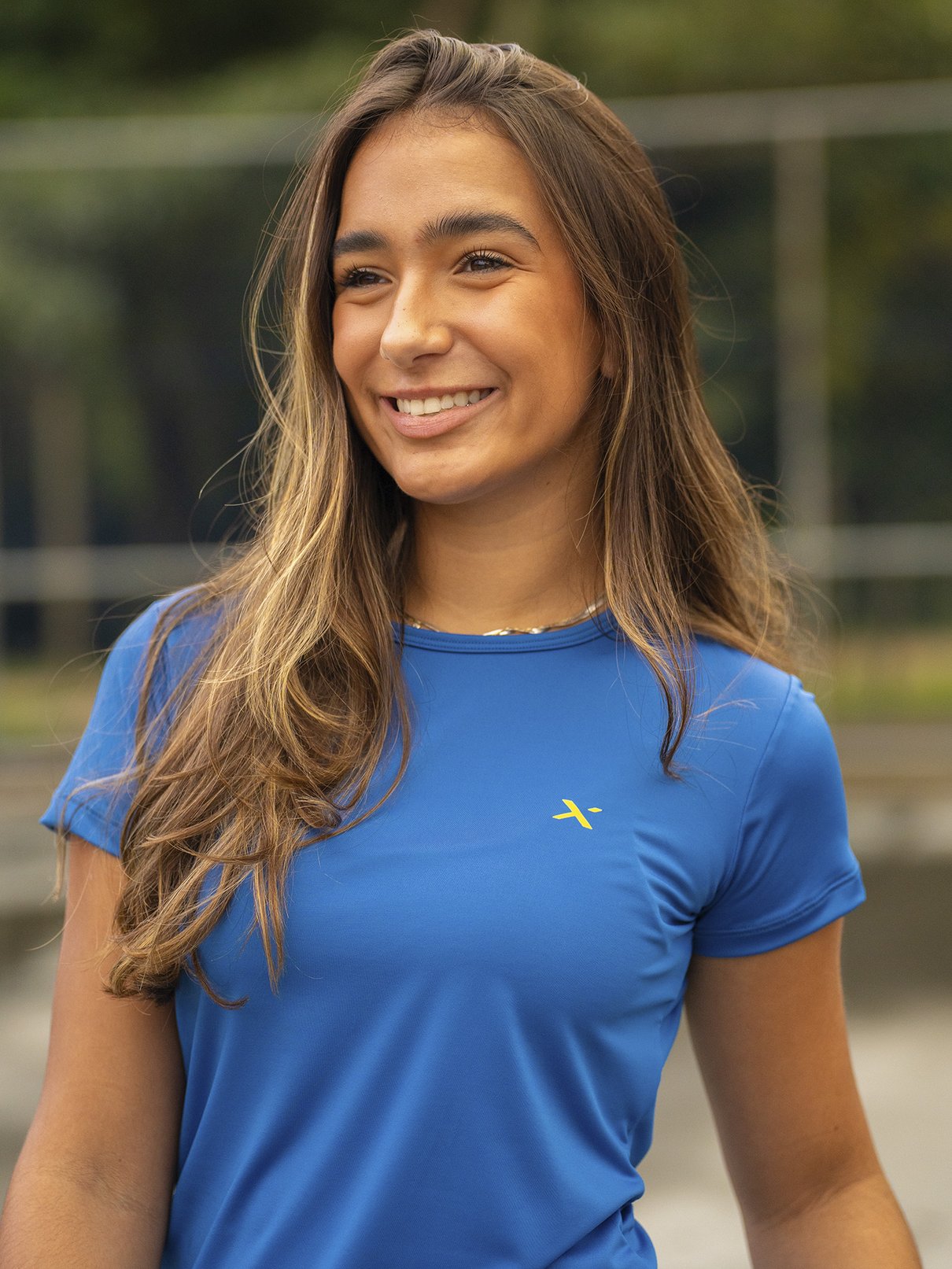 camiseta brasil torcida pulse feminina new dry curta extreme uv azul corte
