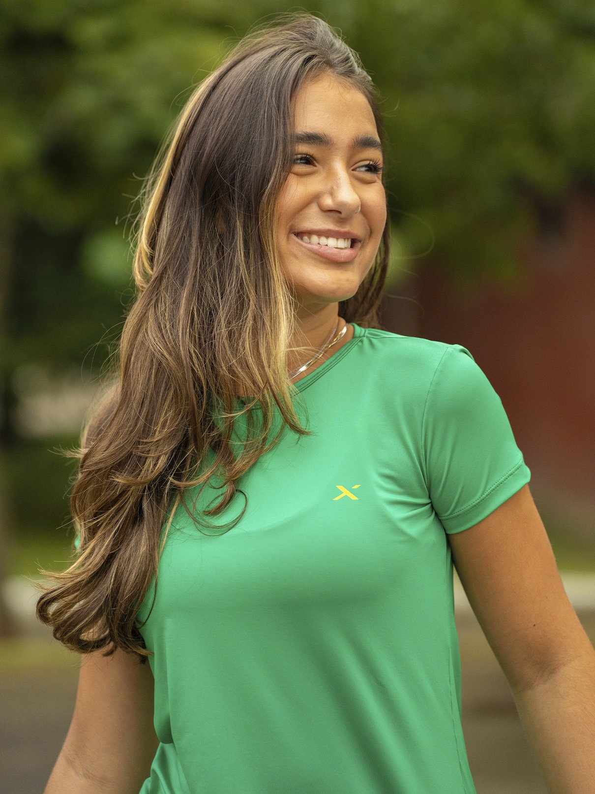camiseta brasil torcida pulse feminina new dry curta extreme uv verde frontal brasil 1