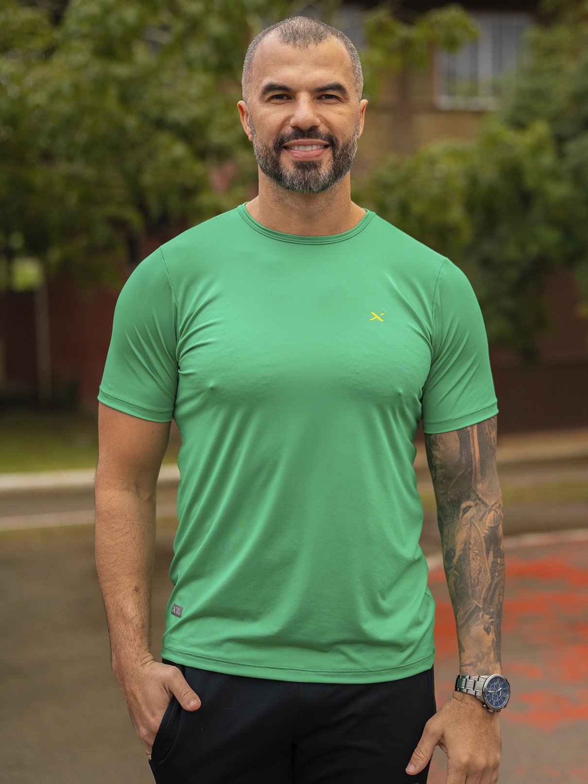 camisa brasil pulse masculina new dry manga longa extreme uv frente verde