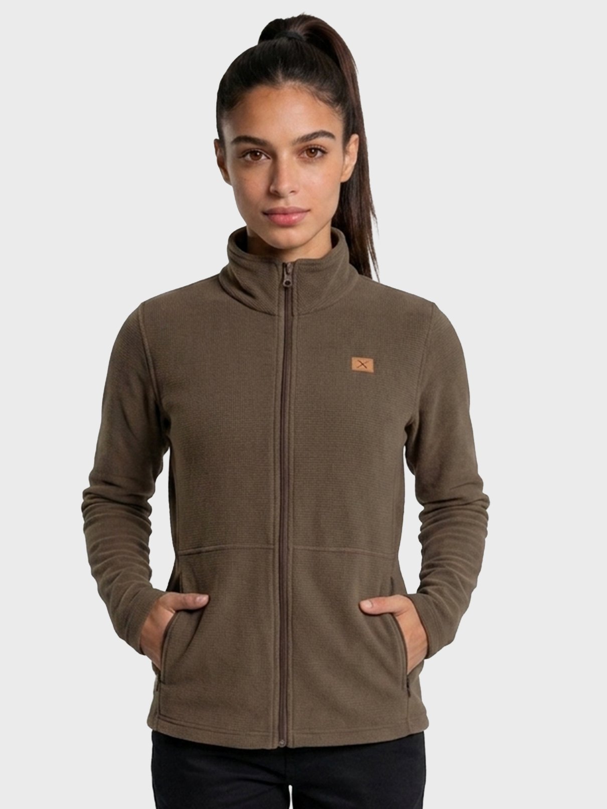 x casaco fleece 3d feminino com bolso thermo soft solar extreme uv frontal