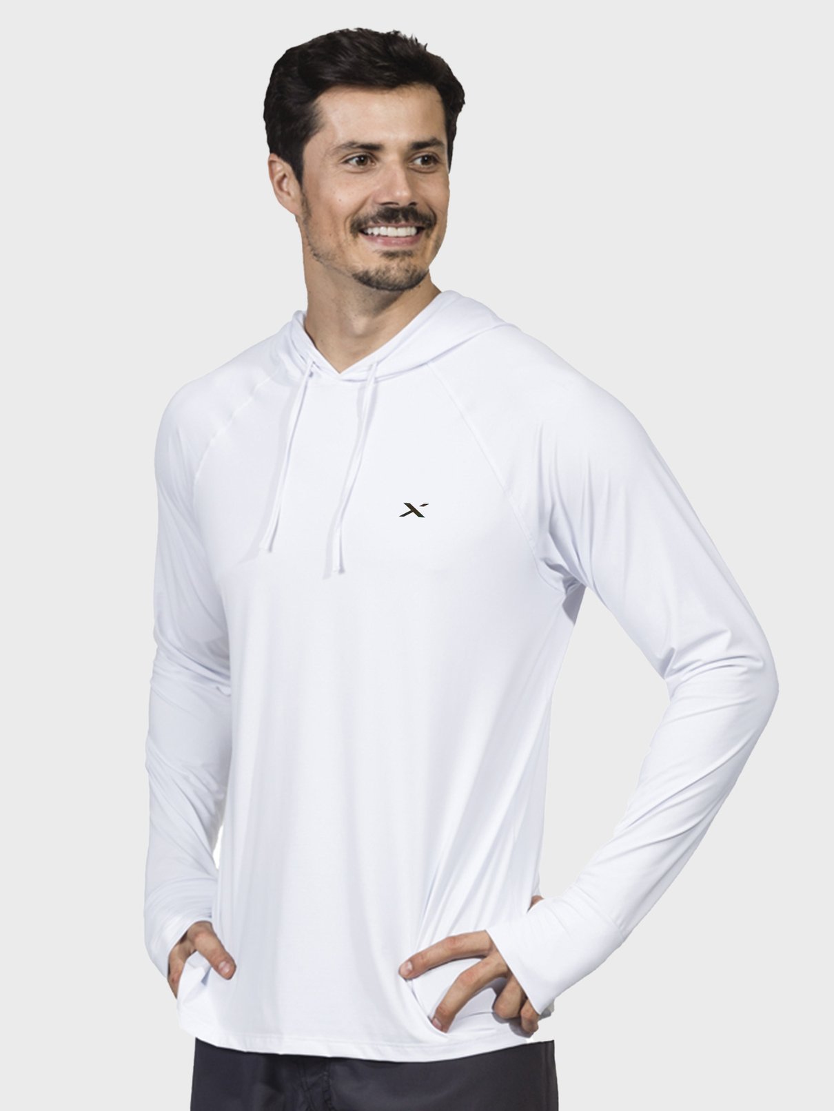 x camisa gola alta ice masculina manga longa protecao solar extreme uv frente branco