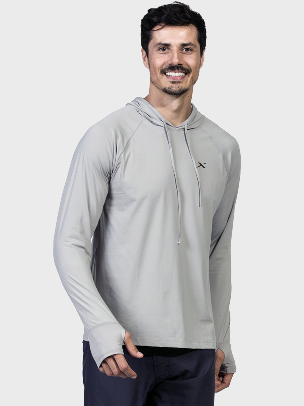 x camisa gola alta ice masculina manga longa protecao solar extreme uv frente cinza