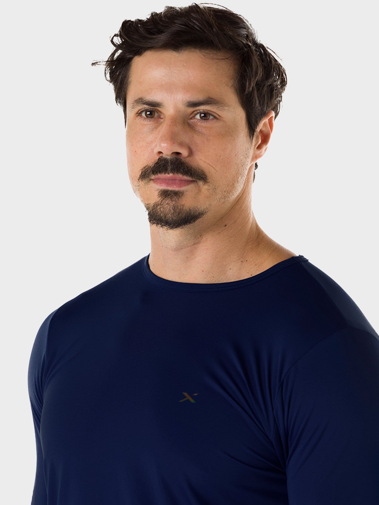 camisa termica leve para frio masculina protecao solar manga longa marinho detalhe